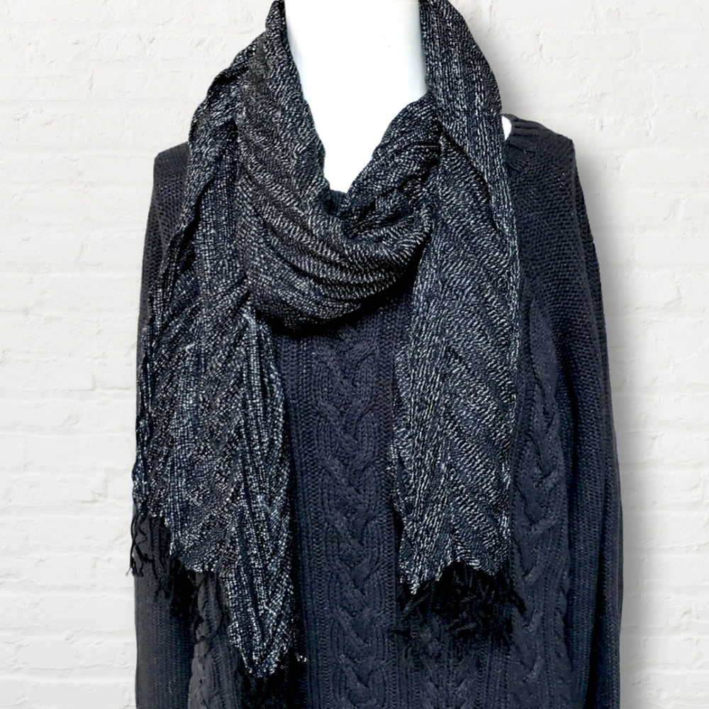 Black with silver chevron pattern scarf